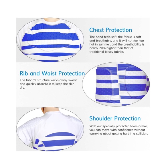 TUOY Men's Padded Compression Shirt Protective Shirt Rib Chest Protector - Picture 5 of 8